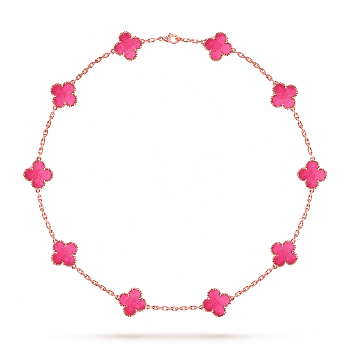 [Lume Jewelry]NEW CLOVER 10 MOTIFS PINK ENAMEL NECKLACE