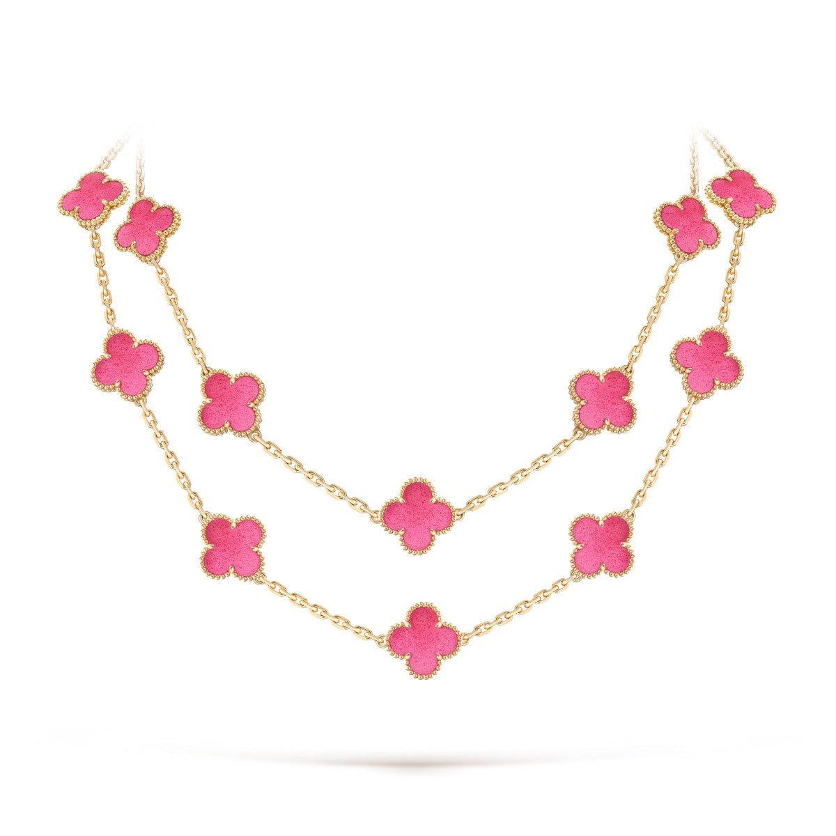 [Lume Jewelry] NEW CLOVER 20 MOTIFS PINK ENAMEL NECKLACE