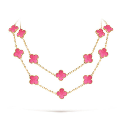 [Lume Jewelry] NEW CLOVER 20 MOTIFS PINK ENAMEL NECKLACE