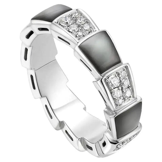 [Lume Jewelry]SERPENTI RING SILVER DIAMOND BLACK MOP 4MM