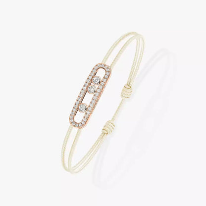 [Lume Jewelry]Care(Medium-3.5mm) pink cord pavé bracelet
