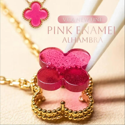 [Lume Jewelry] NEW CLOVER 15MM PINK ENAMEL NECKLACE