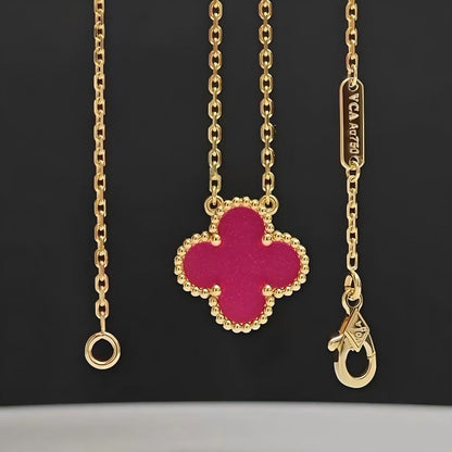 [Lume Jewelry] NEW CLOVER 15MM PINK ENAMEL NECKLACE