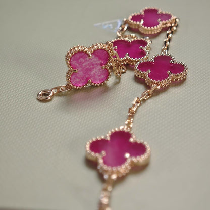 [Lume Jewelry]NEW CLOVER 5 MOTIFS PINK ENAMEL BRACELET
