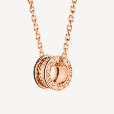 [Lume Jewelry]ZERO 1 ROCK PEDANT PINK GOLD BLACK NECKLACE