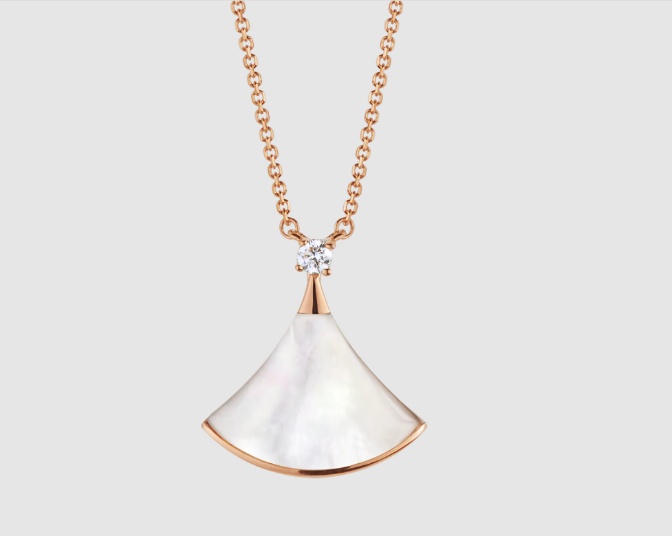 [Lume Jewelry]DREAM NECKLACE WHITE MOP PINK GOLD 1 DIAMOND