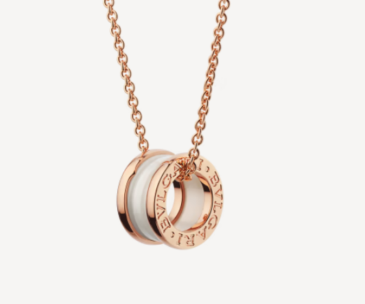 [Lume Jewelry]ZERO 1 WHITE CERAMIC PINK GOLD NECKLACE