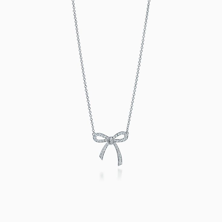 [Lume Jewelry]RIBBON NECKLACE BOW PENDANT DIAMOND CHARM CHAIN