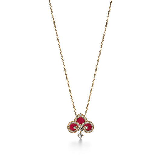 [Lume Jewelry]FLEUR DE LIS PINK GOLD DIAMOND NECKLACE