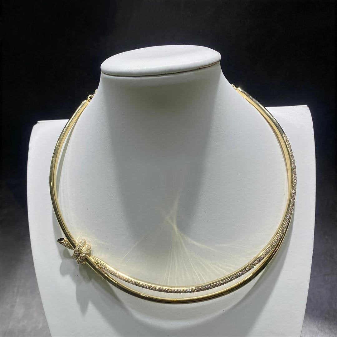 [Lume Jewelry]KNOT DOUBLE ROW NECKLACE IN YELLOW GOLD WITH DIAMONDS