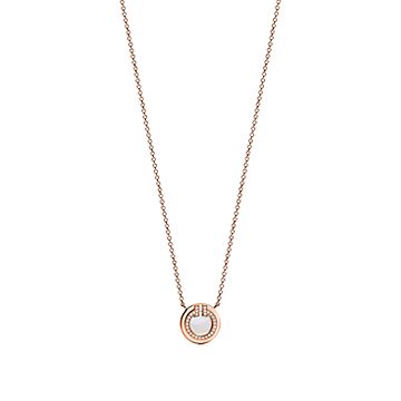 [Lume Jewelry]DIAMOND AND MOTHER PEARL CIRCLE NECKLACE PENDANT