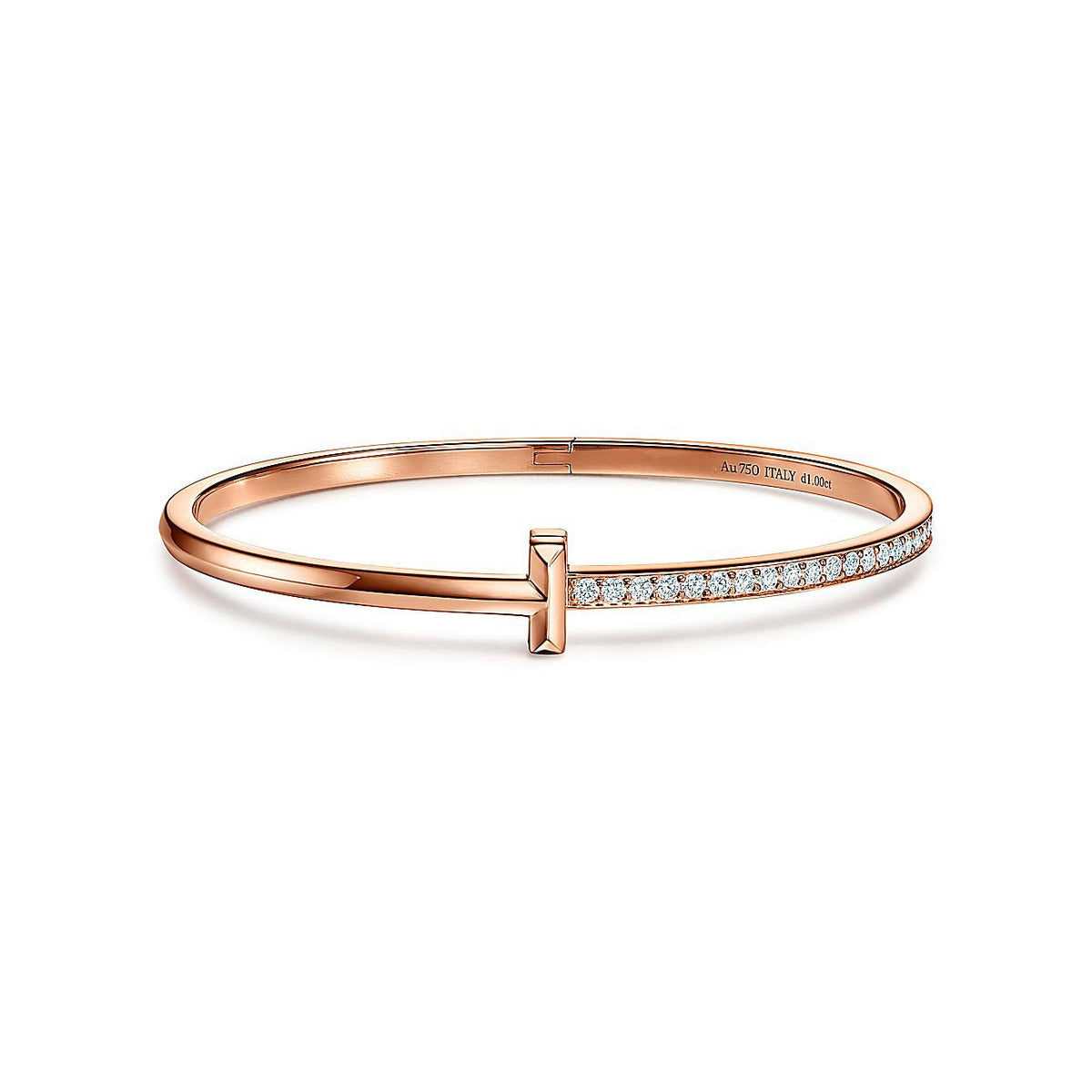 [Lume Jewelry]NARROW T1 HINGED BANGLE DIAMOND PINK GOLD