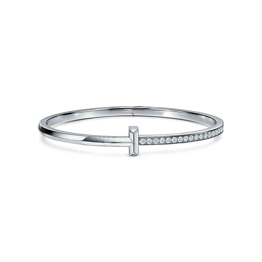 [Lume Jewelry]NARROW T1 HINGED BANGLE DIAMOND SILVER