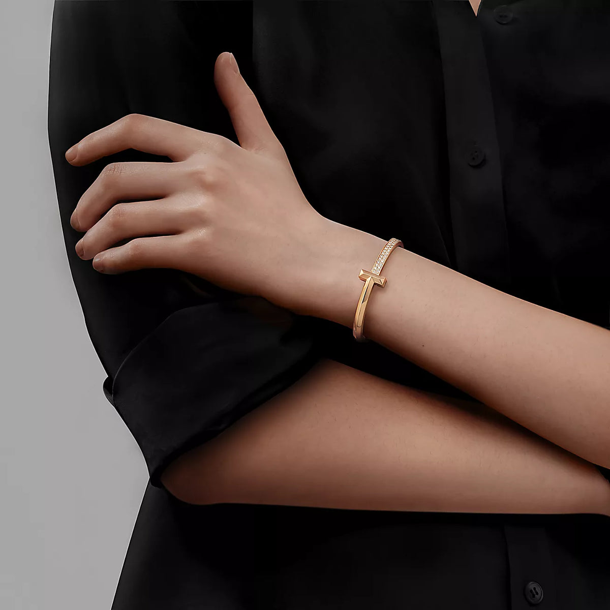 [Lume Jewelry]T1 WIDE DIAMOND HINGED BANGLE PINK GOLD