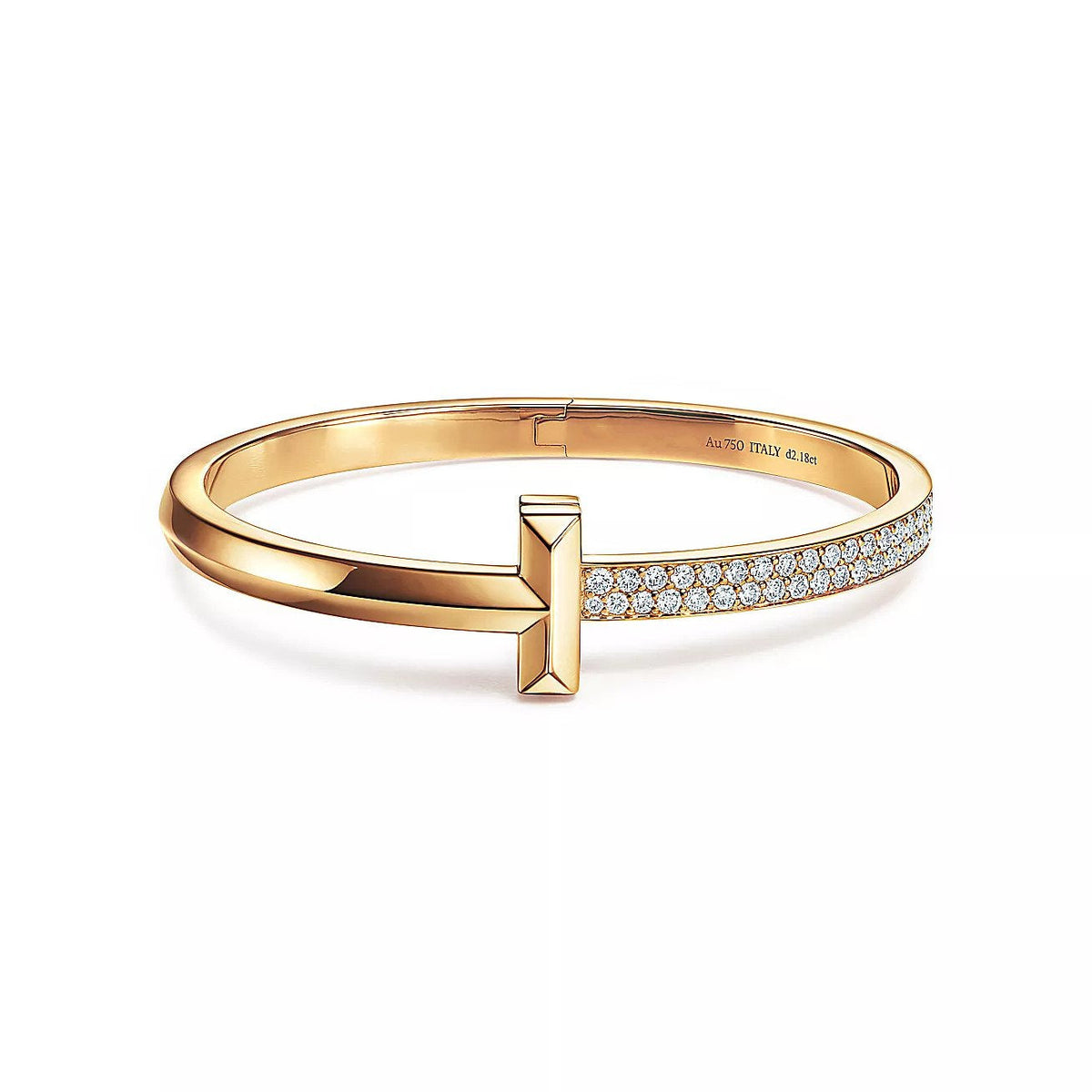 [Lume Jewelry]T1 WIDE DIAMOND HINGED BANGLE PINK GOLD