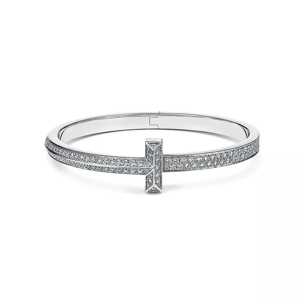 [Lume Jewelry]WIDE DIAMONDS HINGED BANGLE SILVER