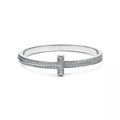 [Lume Jewelry]WIDE DIAMONDS HINGED BANGLE SILVER