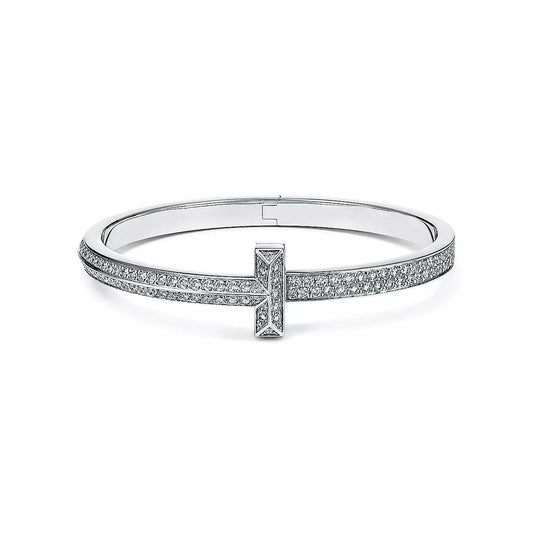 [Lume Jewelry]WIDE DIAMONDS HINGED BANGLE SILVER