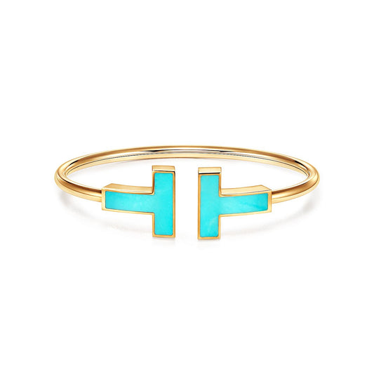 [Lume Jewelry]T WIDE TURQUOISE OPEN BRACELET