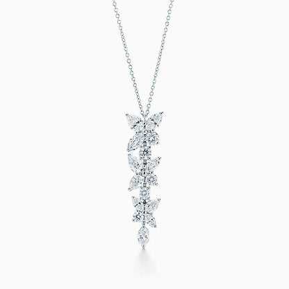 [Lume Jewelry]MIXED CLUSTER DIAMOND DROP PENDANT