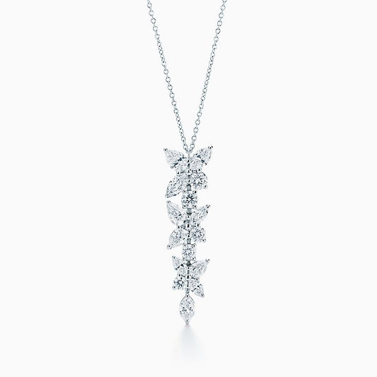 [Lume Jewelry]MIXED CLUSTER DIAMOND DROP PENDANT