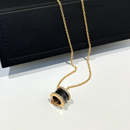 [Lume Jewelry]ZERO 1 BLACK CERAMIC DIAMOND PINK GOLD NECKLACE